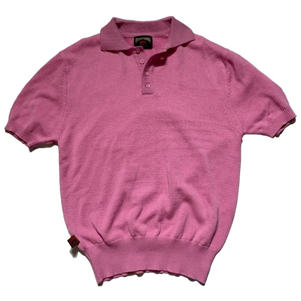 FB County Knit Polo Shirt Pink Mens Medium OG Chicano Streetwear West Coast